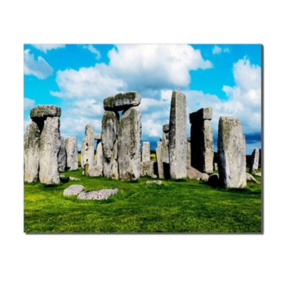 

Places of Interest Green Grass Stone Blue Sky Canvas Wall Artwork Modern Oil Painting For Home Living Room Decoration No Frame