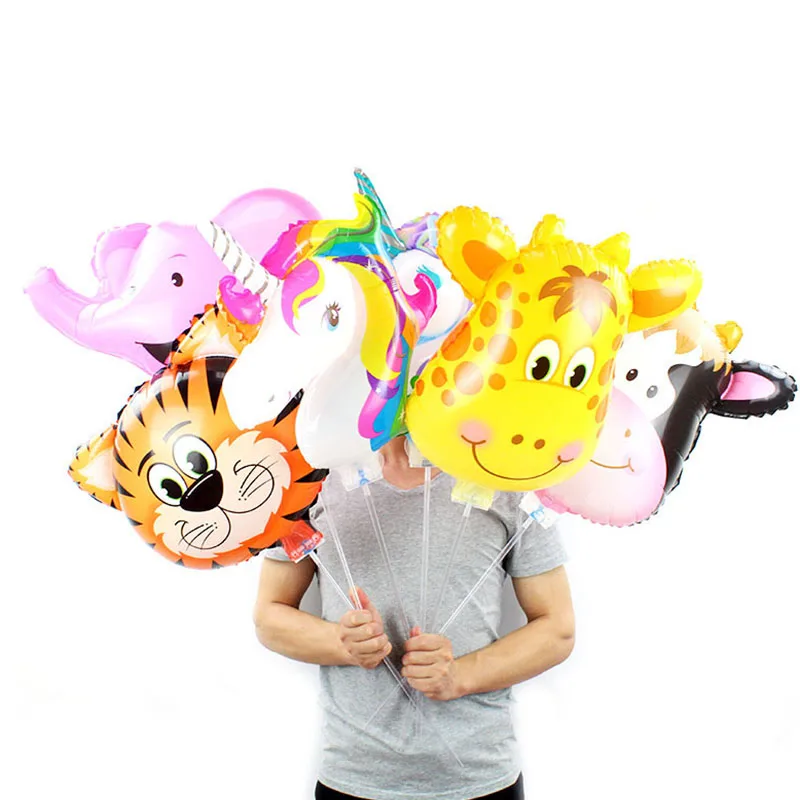 

NEW arrival 20pcs/lot animal balloons with stick and cup air ballons for birthday party decorations kids babyshower globos toys