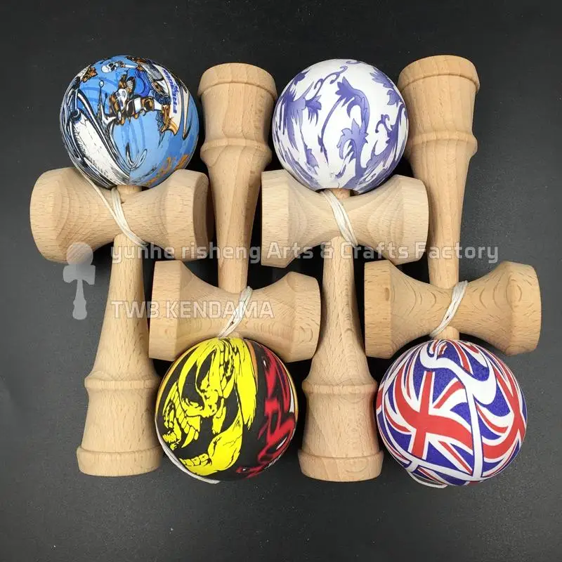 TWB розничная Горячая kendama огонь и шар Череп краска с бревенчатой ручкой costomize