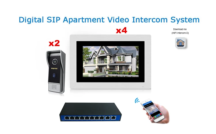 7 ''wifi IP видео домофон беспроводной дверной Звонок динамик система контроля доступа сенсорный экран Обнаружение движения 2 двери до 4