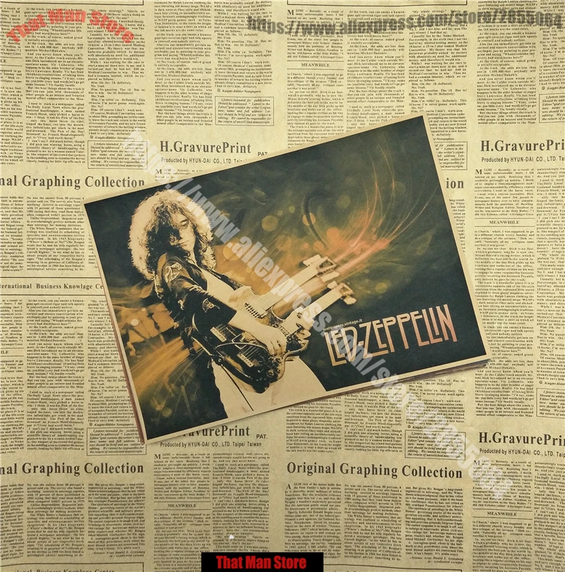 ВИНТАЖНЫЙ ПЛАКАТ Led Zeppelin крафт-бумага ретро-рок постер классический старый группа Ретро плакат 42X30CM