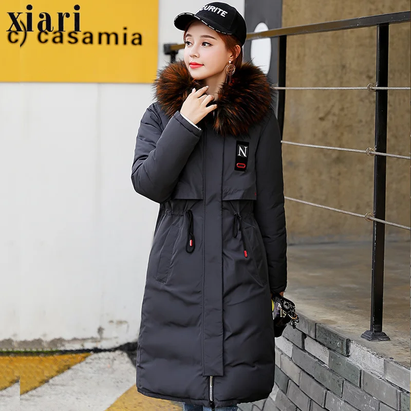 Bleu Femmes Parkas Pour Manteau Épaississement Hiver La Taille Mode 8H4RwH