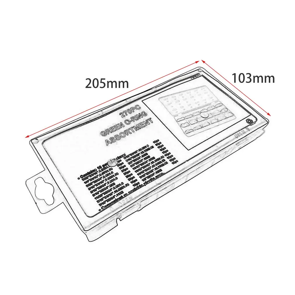 Уплотнительное кольцо 270 шт резиновые уплотнения герметичность Ассортимент Набор зеленый 18 разных размеров с пластиковый чехол Сальник Прокладки воздух