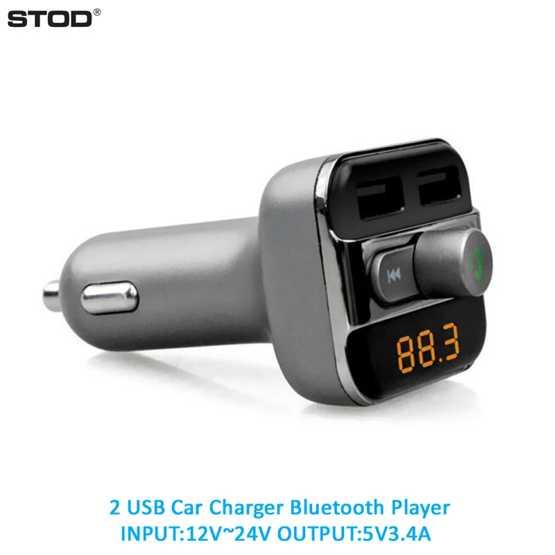 

BTOD Car Charger LCD Bluetooth Handsfree 2 USB 5V 3.4A Fast Charging For iPhone 7 iPad Samsung Lenovo ZTE Huawei GPS DC Adapter
