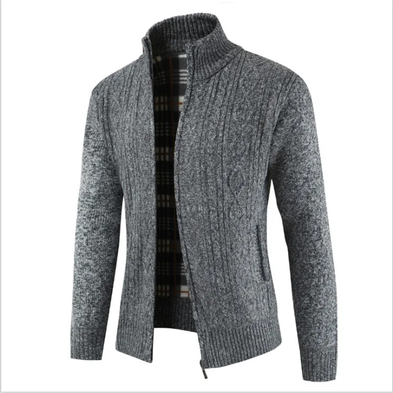 Новинка, осенне-зимний мужской свитер, пальто из искусственного меха, шерстяной свитер, мужские куртки на молнии, вязаное толстое пальто, Повседневная вязаная уличная одежда