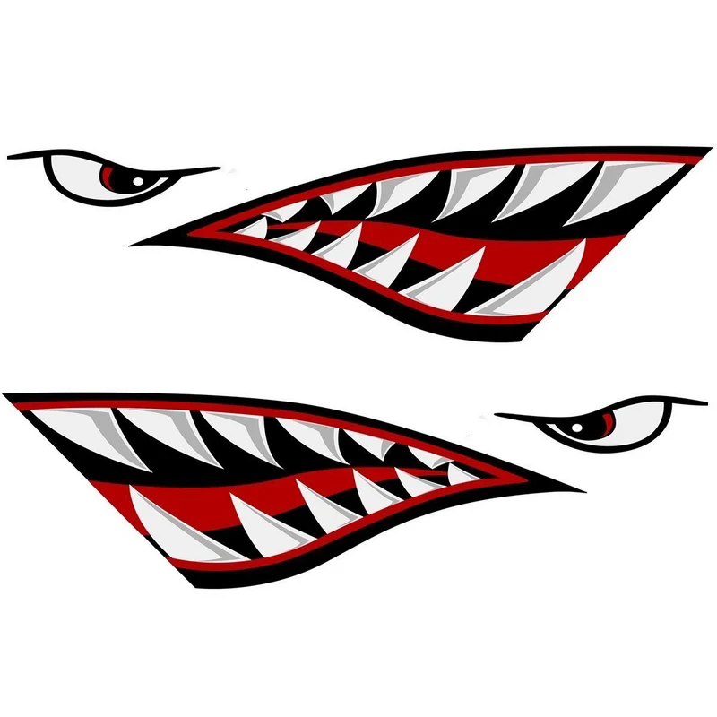 15x5 inch Car Sticker a lemon Shark teeth Mouth Reflective Decals Sticker Fishing Boat Canoe Car Truck For Side Door Car Styling (3)