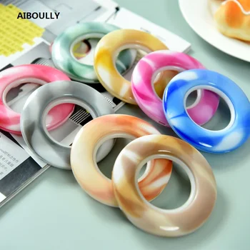 

AIBOULLY 50pcs/set Curtain Decorative Accessories Punch Roman Circle Buckle All-Match 8 Colors Plastic Rings Eyelets for Curtain