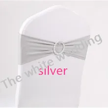 100 шт. серебро спандекс Чехлы для стульев ремешок с пряжкой для вечеринок Свадебный банкет Украшение