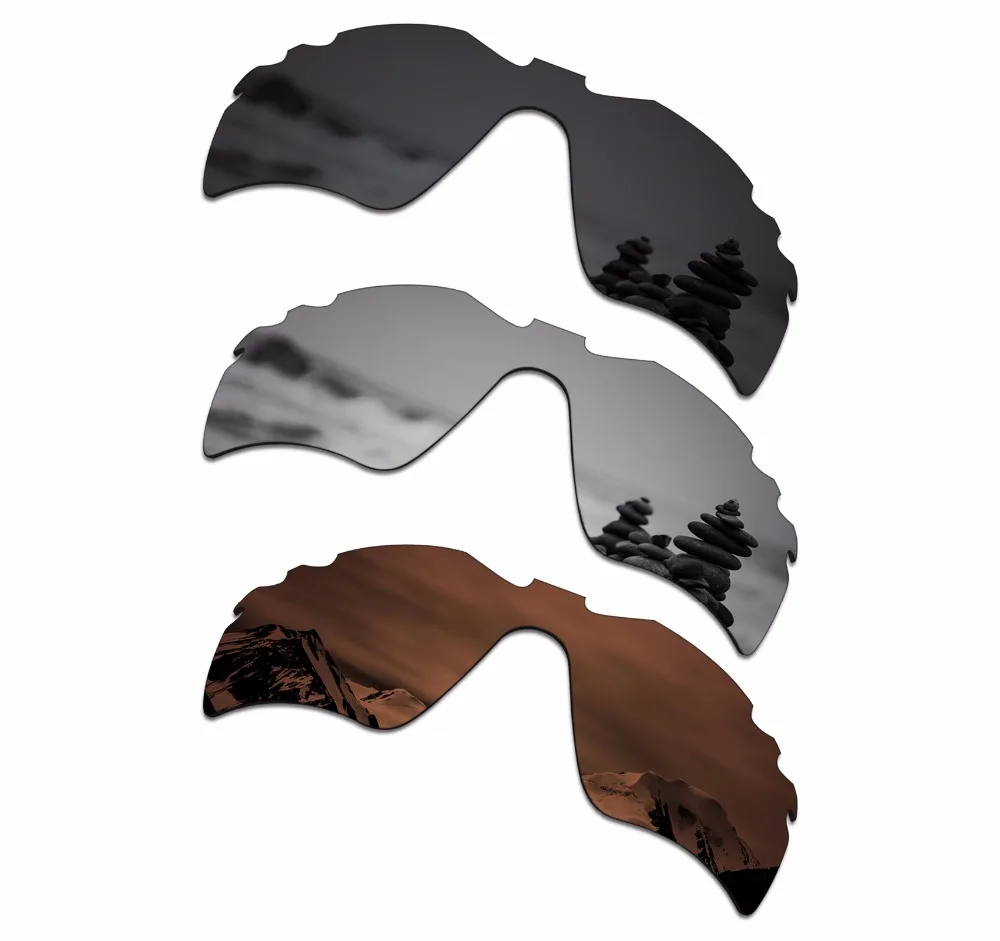 

SmartVLT 3 Pieces Polarized Sunglass Replacement Lens for Oakley Radar Path Vented Stealth Black & Silver Titanium & Amber Brown