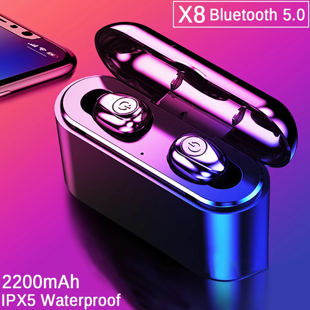 

TWS X8 True Wireless Earbuds Bluetooth Earphones Mini TWS Waterproof Headfrees with 2200mAh Power Bank for All Phone Pods