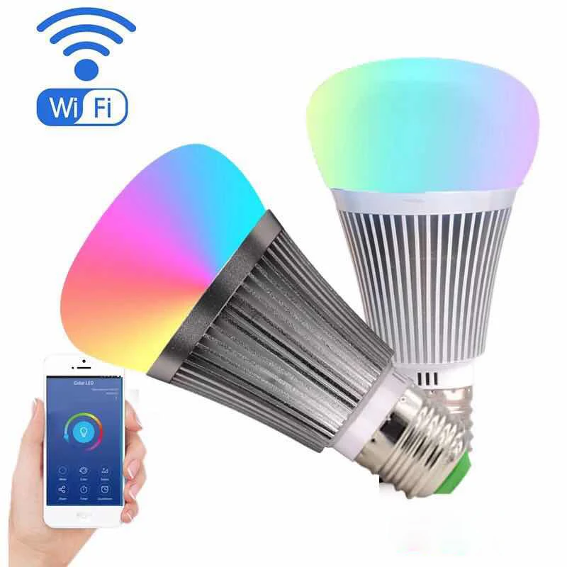 WiFi Smart LED Bombilla 7 W E27 RGBW Multicolor lámpara LED regulable Bombilla Compatible con Amazon Alexa, google asistente