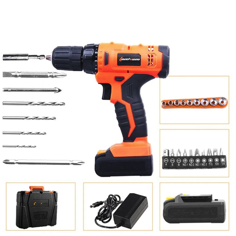 

12V Professional Cordless Electric Drills Rechargeable Lithium Battery Electric Screwdriver Mini Drill Kit With Accessories