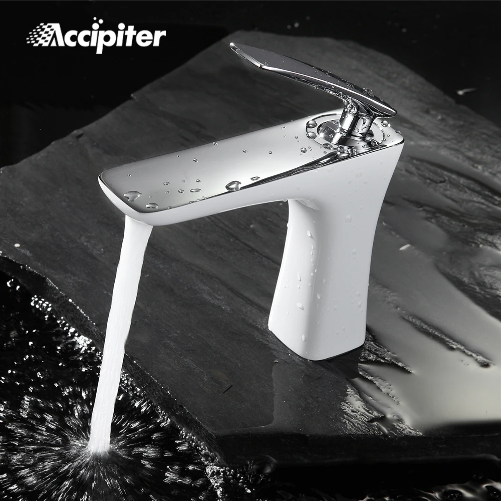 Bathroom Chrome/ Gold White Painting Faucet Goldern Faucet Basin Sink