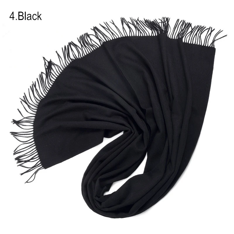 Кашемировый шерстяной шарф теплый толстый разноцветный платок женские мягкие шарфы Cosywarmer - Цвет: Black