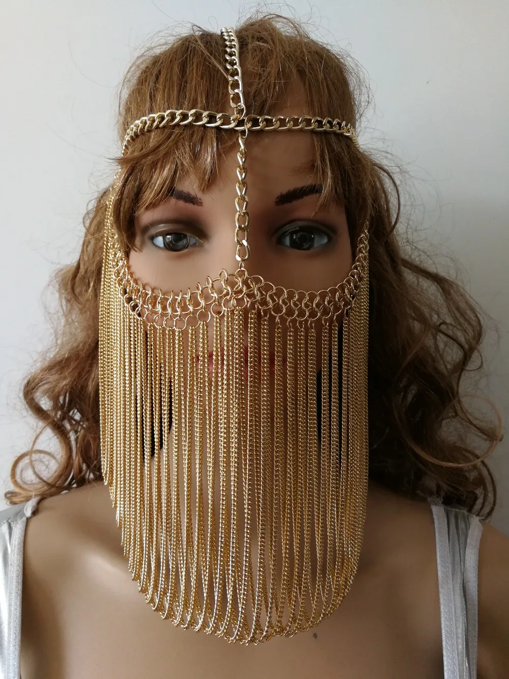 NEW STYLE H773 Women Rock Harness Gold Chains Head Jewelry Unique