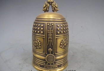 

Tibet Pure Copper Brass Dragon lotus flower Buddhism Temple bell Statue