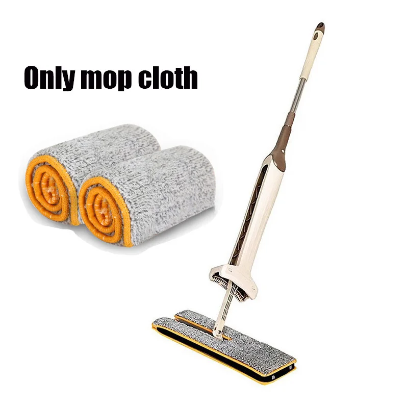 Microfiber Mop Cloth Replace Lazy Double Sided Flat Mop Cloth 360 Degrees Self Wring Flipping