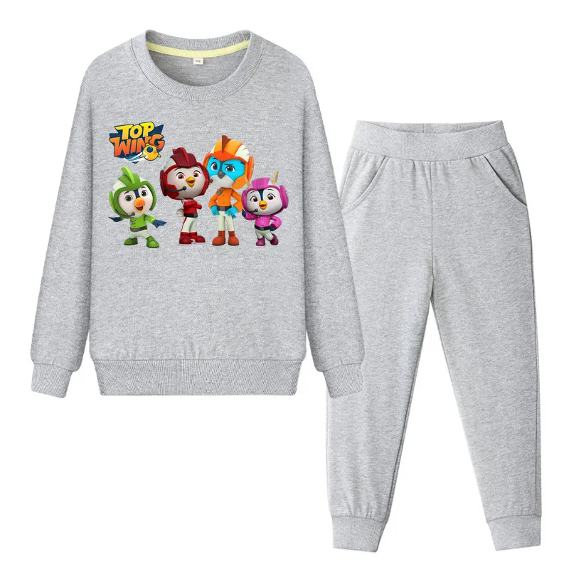 Boys Girls Cartoon Top Wing Tracksuits Kids Spring Autumn Pullover Coat+Pant Suits Children Clothing Sets Baby Clothes Set WL102 (5)