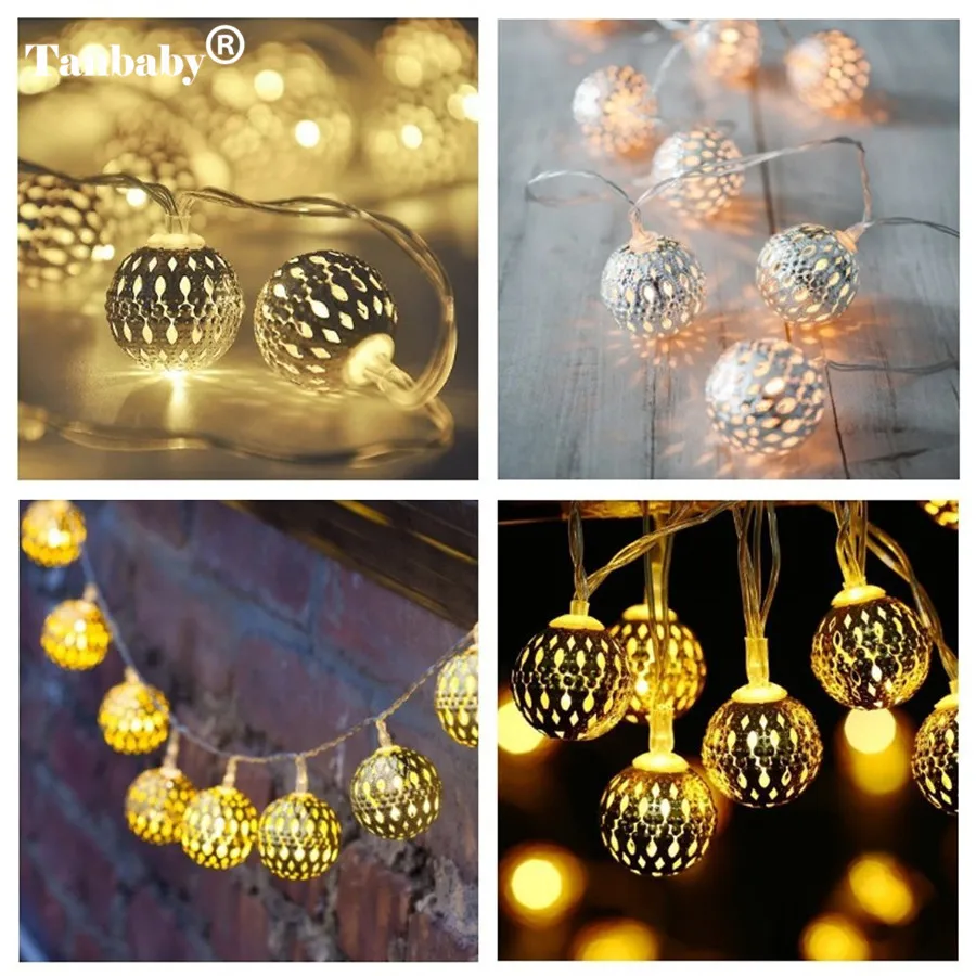 Tanbaby светодио дный 10 светодиодных марокканских шариков солнечного света строки м 3 м Фея Глобус фонарь декоративное освещение для