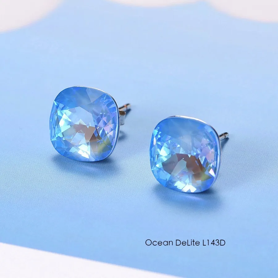 Crystals From Swarovski Stud Earrings For Women New Fashion Sterling silver Earrings Piercing Earring Elegant Wedding Jewelry - Окраска металла: L143D