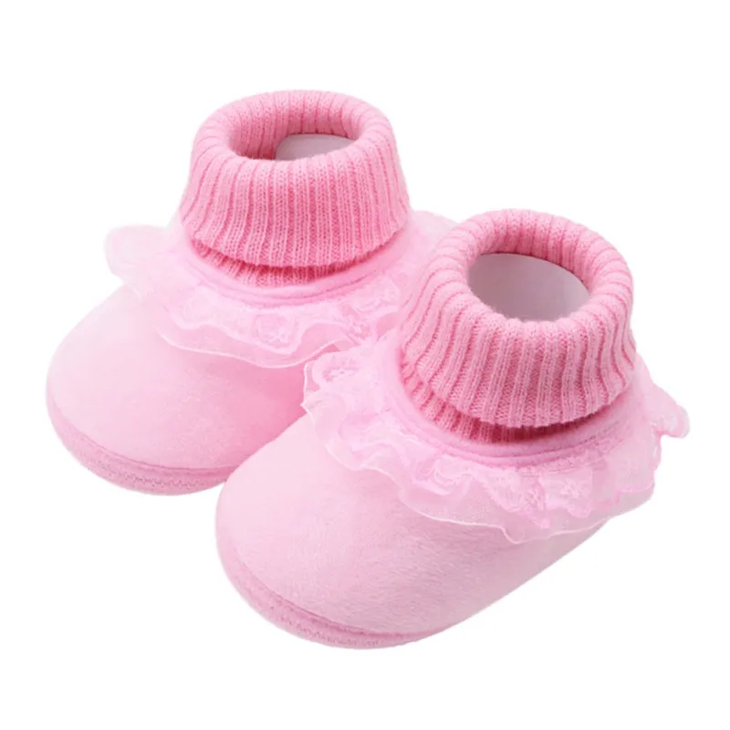 

baby girl warm woolen yarn booties with flower toddler girls high boots prewalker high quality