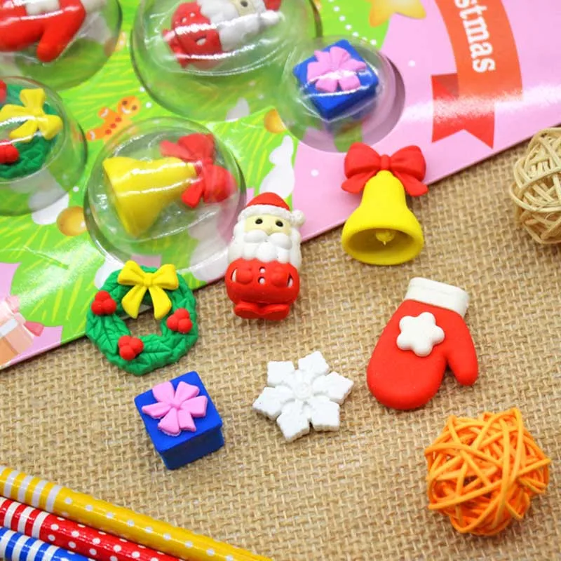 Kawaii Eraser Stationery Creative Cartoon Christmas Tree Set Gifts Student Prizes | Канцтовары для офиса и дома