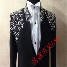 Волшебный смокинг мужской пиджак черный разрез пение хосты церемония бар певец Банкет Свадебные Мужские костюмы торжественное платье сценические костюмы