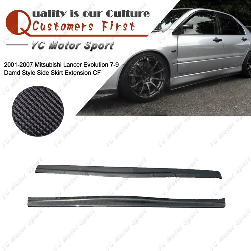 Car Accessories Carbon Fiber Damd Style Side Skirt Extension Fit For 2001-2007 Evolution 7-9 EVO 7 8 9 Underboard | Автомобили и
