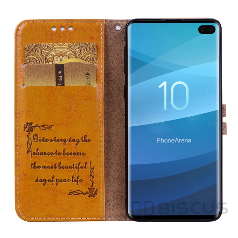 Винтажный кожаный флип чехол для Samsung Galaxy S10 Plus книжка с бумажником S10E чехлы