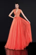 2015 nach Maß A-line V-ausschnitt Lange Drapierte Tüll Ballkleider Bodenlangen Damen Abendkleider Formales Kleid Flügelärmeln Backless F1418
