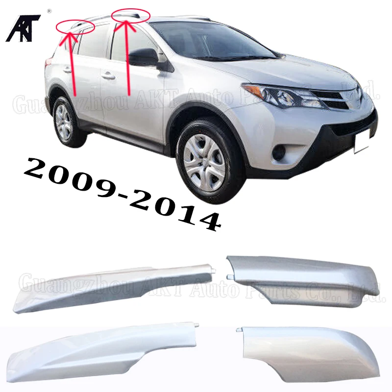 فضي اللون حامل سقفي غطاء سقف شريط نهاية قذيفة ل: تويوتا RAV4 suv 2009 2010 2011 2012 2013 4 قطعة/الوحدة الأمتعة رفوف