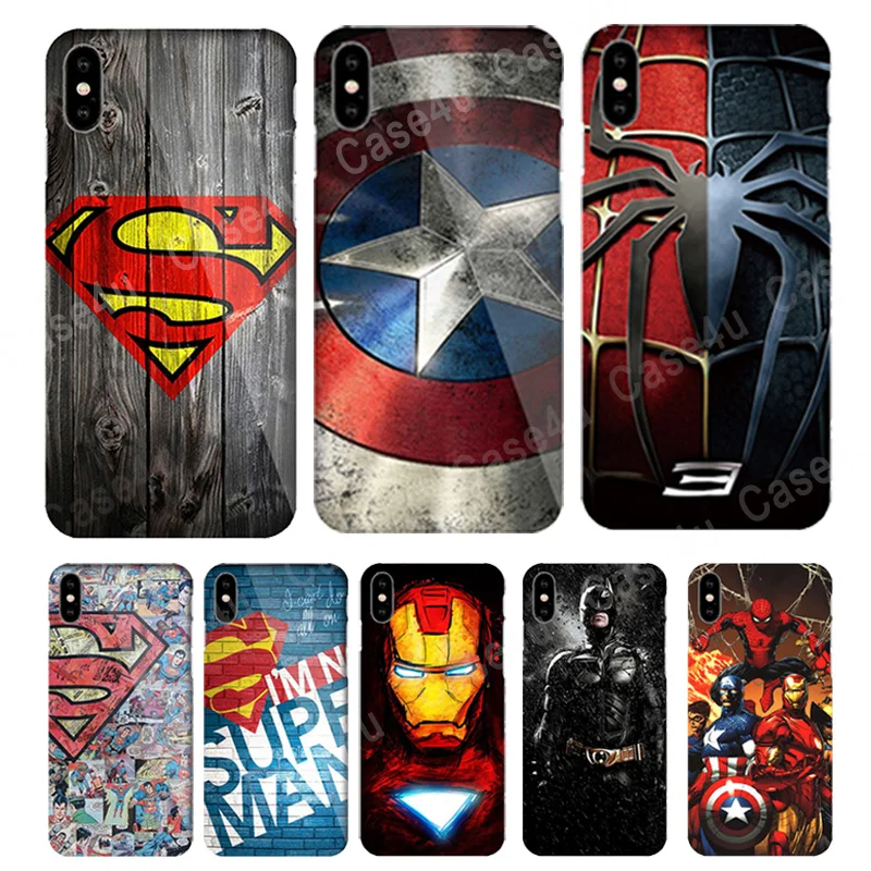 

Marvel Avengers Superman Case for Coque iPhone X 5s 6 6s 7 8 Plus Spider Batman Captain American Phone Cover for iPhone 10