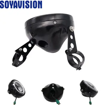 

7 Inch Round Motorcycle Halo Headlight Headlamp with Black Housing 7 Headlight Motorcycle Bucket mount Headlight Shells
