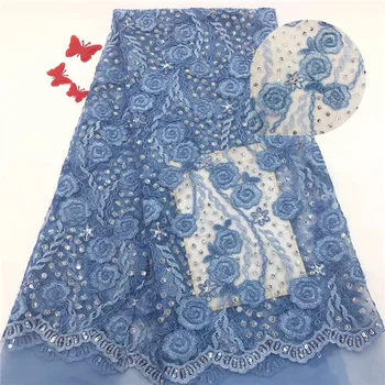 

Latest Fashion nigeria Lace Fabric with Sequins High Quality African Lace Fabric Sequence Lace Fabric for Party