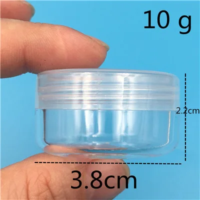10ml transparent 100 100 шт 10 г прозрачная пластиковая банка маленькие пустые бутылки для ногтей порошок Упаковка Контейнер блеск для губ крем мини-Банк - Цвет: 10ml transparent 100