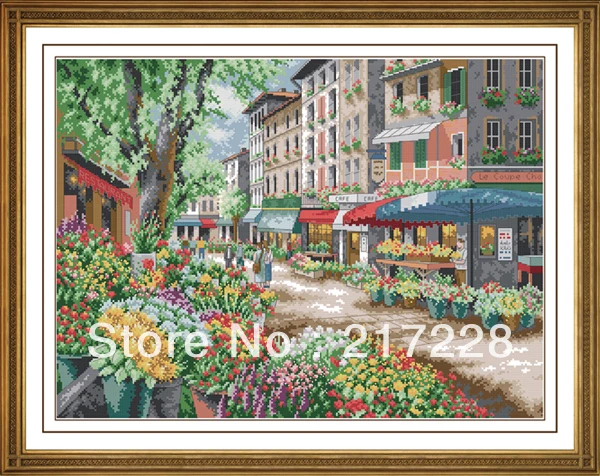 

Gold Collection Counted Cross Stitch Kit Paris Market Flower Sea Street Floral Shop dim 35256