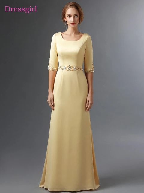 Gold 2018 Mother Of The Bride Dresses A Line Half Sleeves Chiffon Gold 2018 Mother Of The Bride Dresses A Line Half Sleeves Chiffon Beaded Plus Size