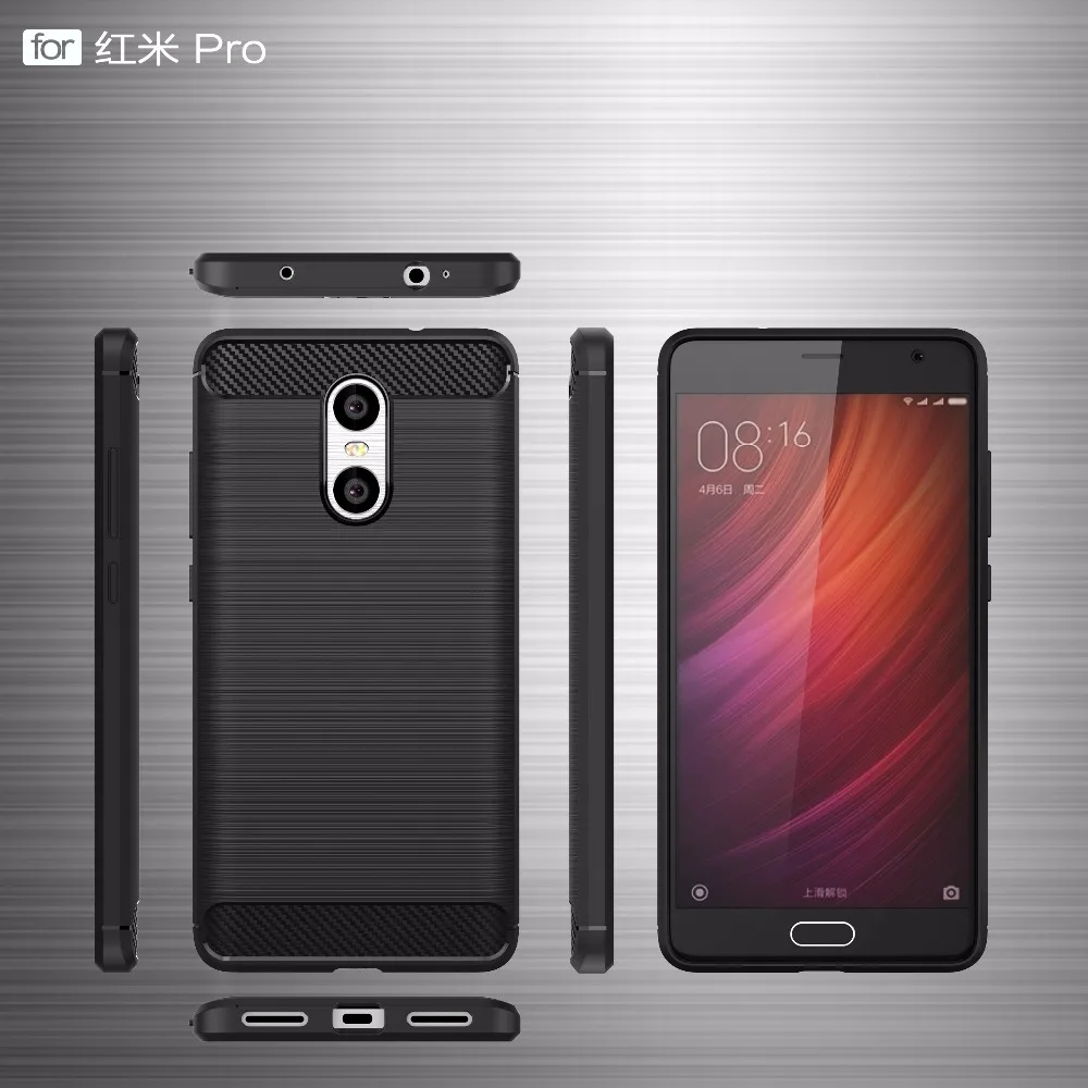 Rugged Armor Carbon Fiber Case For Xiaomi Redmi Pro Soft Anti-Knock Brush texture TPU Cover |