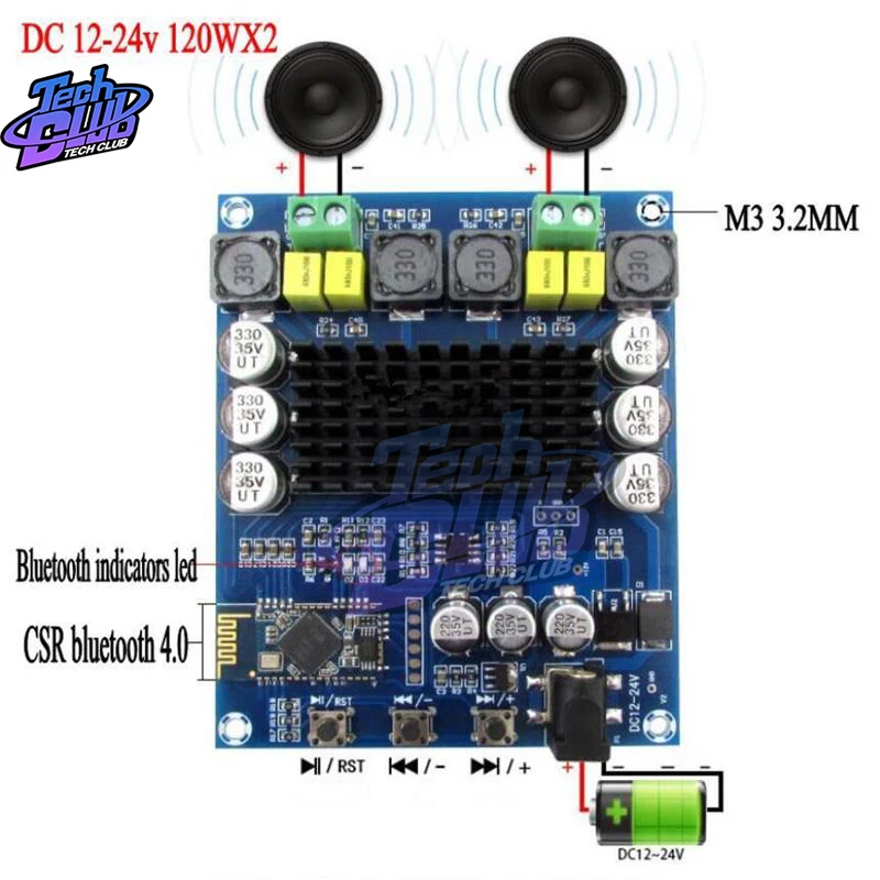 TPA3116D2 120W+120W Wireless Bluetooth 4.0 Audio Receiver High Power Digital Amplifier Board 2*120W | Инструменты