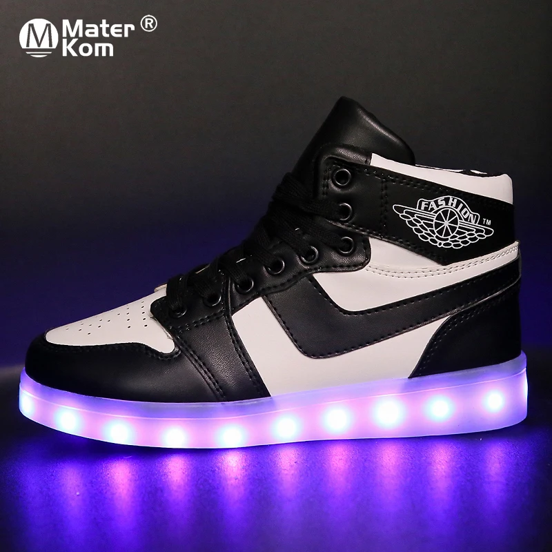 حجم 33-42 الاطفال Led Usb شحن متوهجة رياضية الأطفال مضيئة الأحذية للفتيات الفتيان الرجال النساء تزلج الأحذية تضيء أحذية