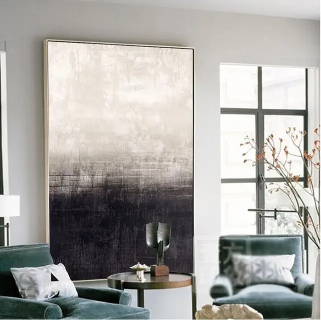 New FRAMED Black and White Modern Fine Art Abstract Wall Art Set HD