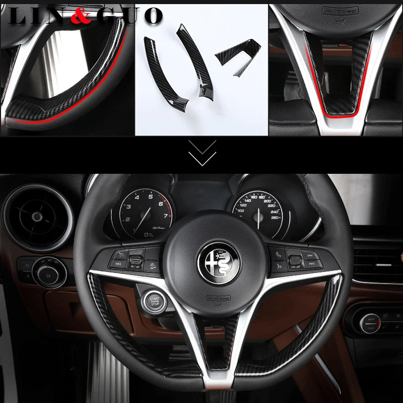 Car modification High quality ABS carbon fiber steering wheel decorative sticker for Alfa romeo