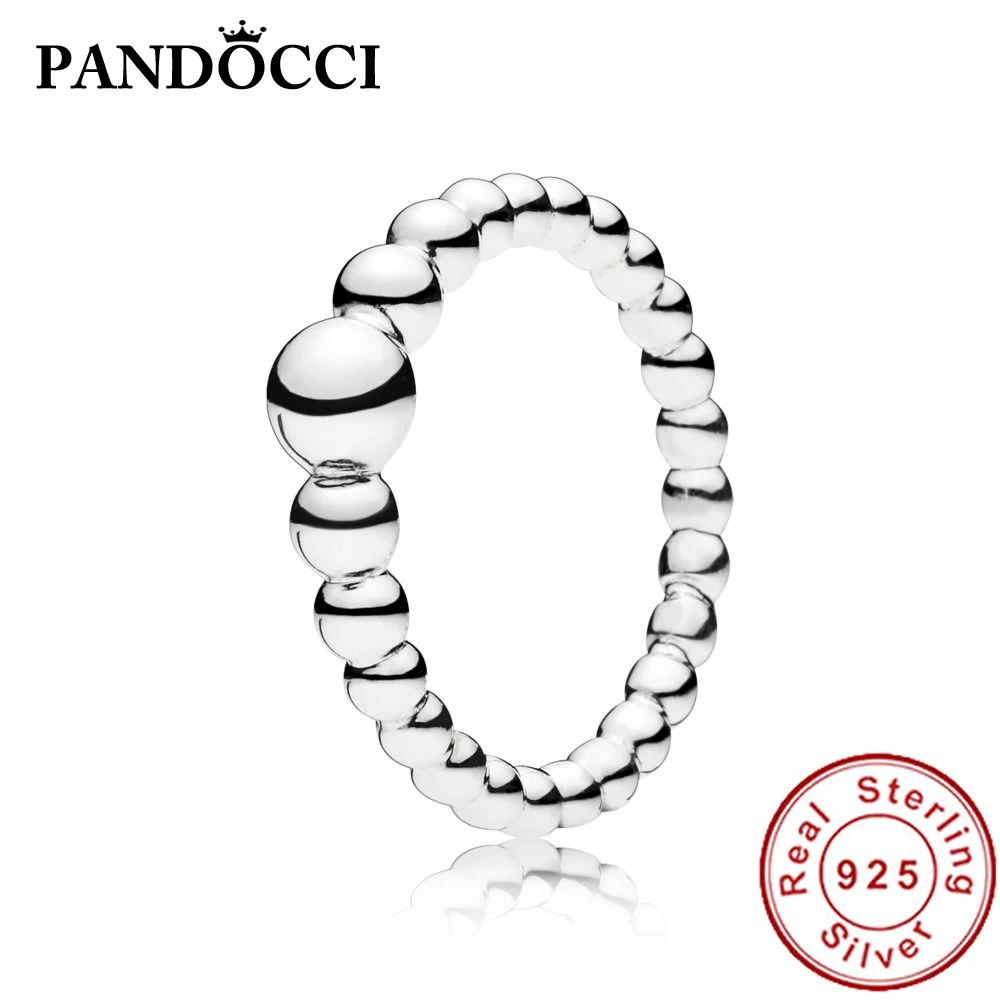 

PANDOCCI 100% 925 Sterling Silver 197536 String of Beads RingVintage Temperament Women's Jewelry Factory Wholesale