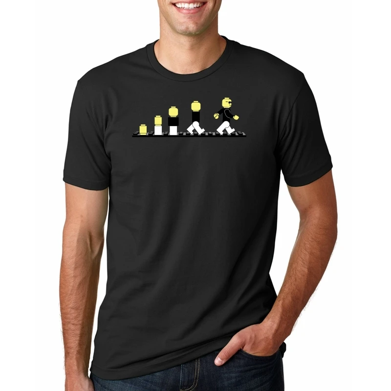 

LEGO Robot EVOLUTION T Shirts Top Quality Men Cotton Short Sleeve Funny Printed Sheldon Cooper Men's T-Shirt Fashion Male Tees