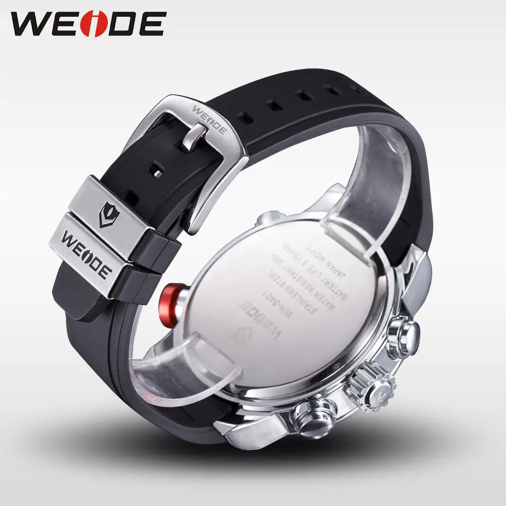 WEIDE мужские Аналоговые аналоговые цифровые часы с двойным временем PU ремешок из
