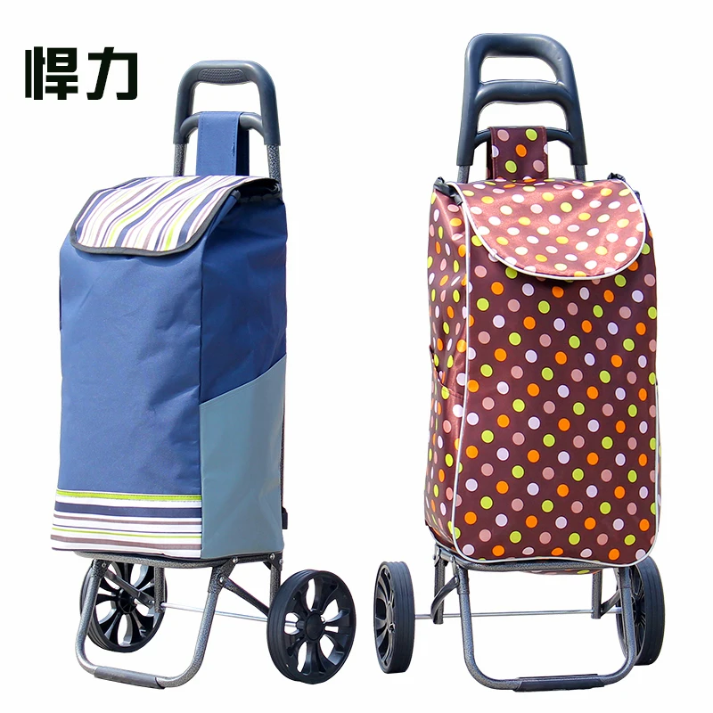 DNSJB Portable Folding Shopping Trolley with 4 Swivel Wheels Large Capacity Adjustable Height Lightweight Shopping Luggage Cart 