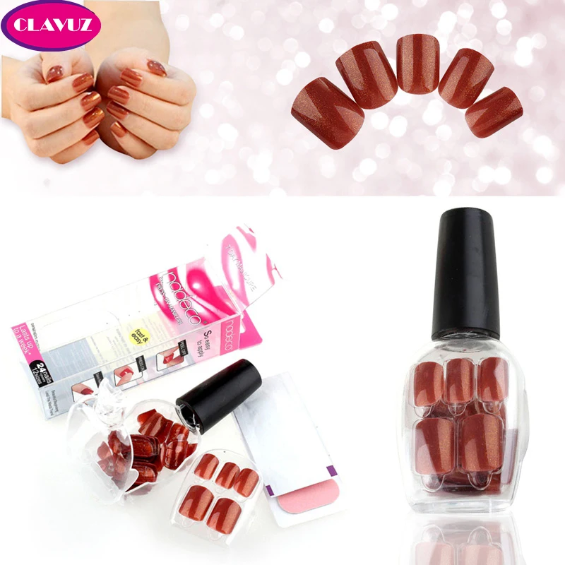 

CLAVUZ False Nails Tips Press On Manicure Gel Polish fake nails Tips Nail Art Design Short Length Artificial Nail Tips Summer