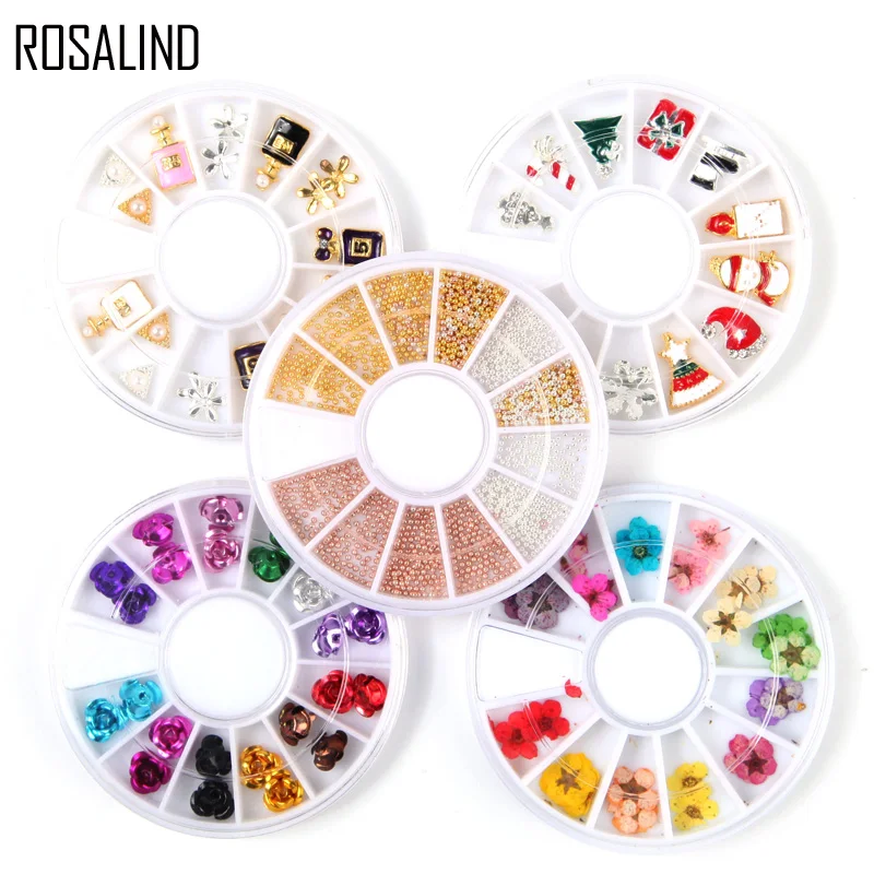 

ROSALIND 1 Box 3D Nail Art Rhinestones Glitters Acrylic Rhinestones for nails Manicure Nail Art Decoration In Wheel