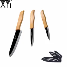 XYJ Marca Conjunto Cuchillo de Cerámica de Sharp 3 “4” 6 “Paring Utility Chef Cuchillos de Cocina de Alta Calidad Con Mango De Bambú Negro Hoja