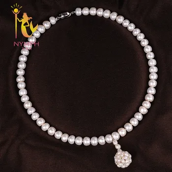 

[NYMPH ]Natural Pearl Necklace Pearl Jewelry White Freshwater Choker Necklace Trendy For Wedding Party Fine Jewelry X120